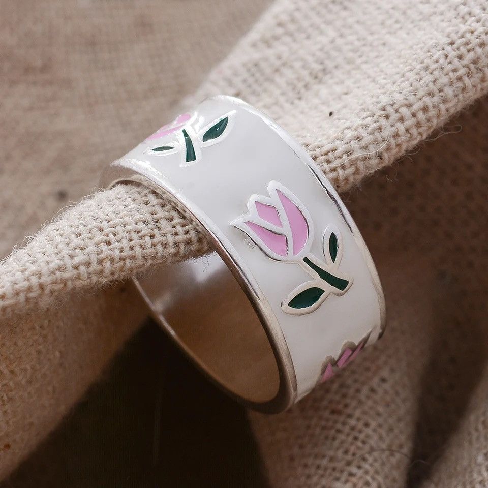 Japanese Brand × Jewelry × Vintage Sweet Rose Flower Dripping Glaze Ladies Ring Size ONE SIZE - 2 Thumbnail