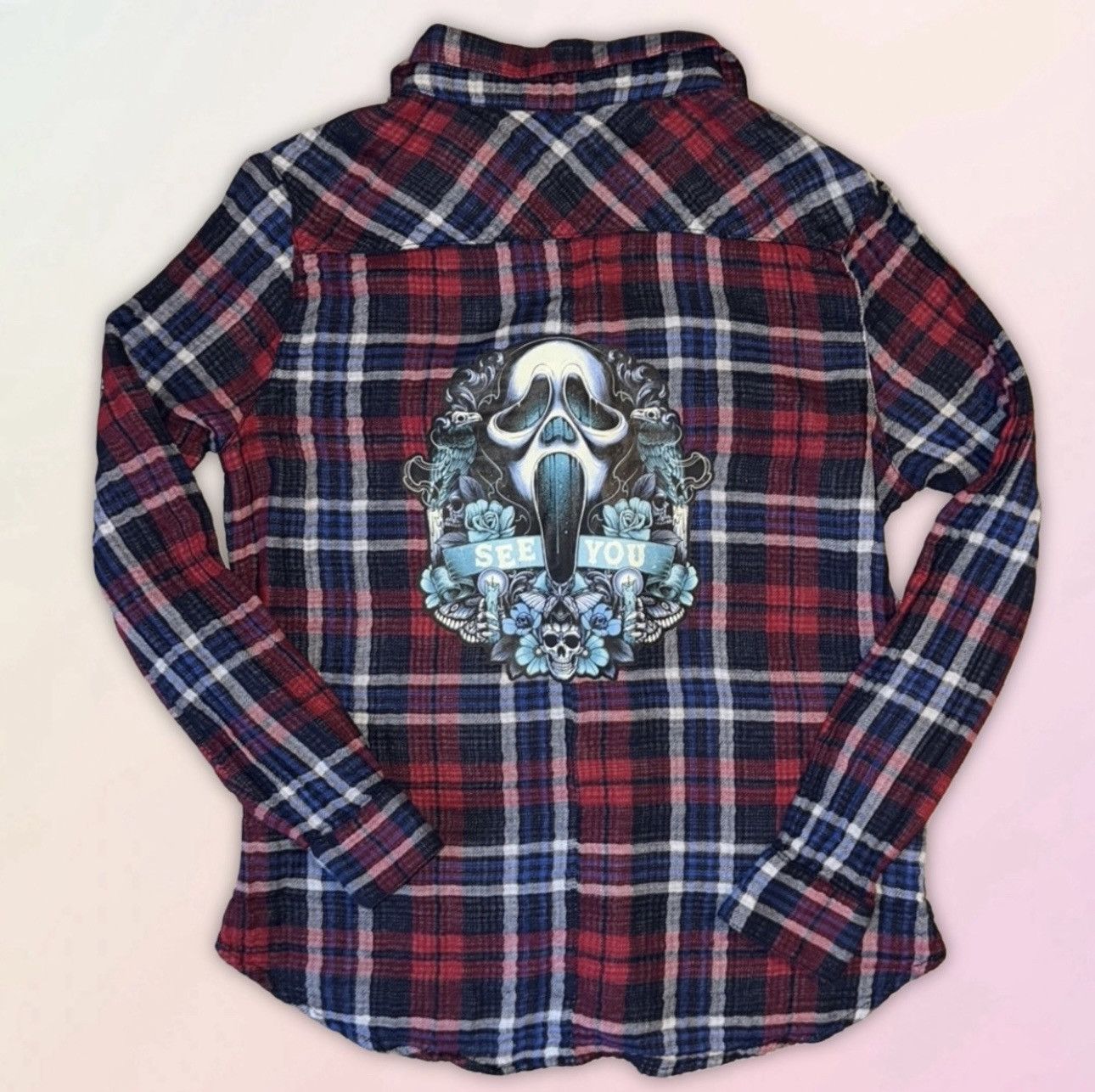Nordstrom Ghostface, Halloween, Long Sleeve, Plaid Button Down Top Size XS / US 0-2 / IT 36-38 - 2 Thumbnail