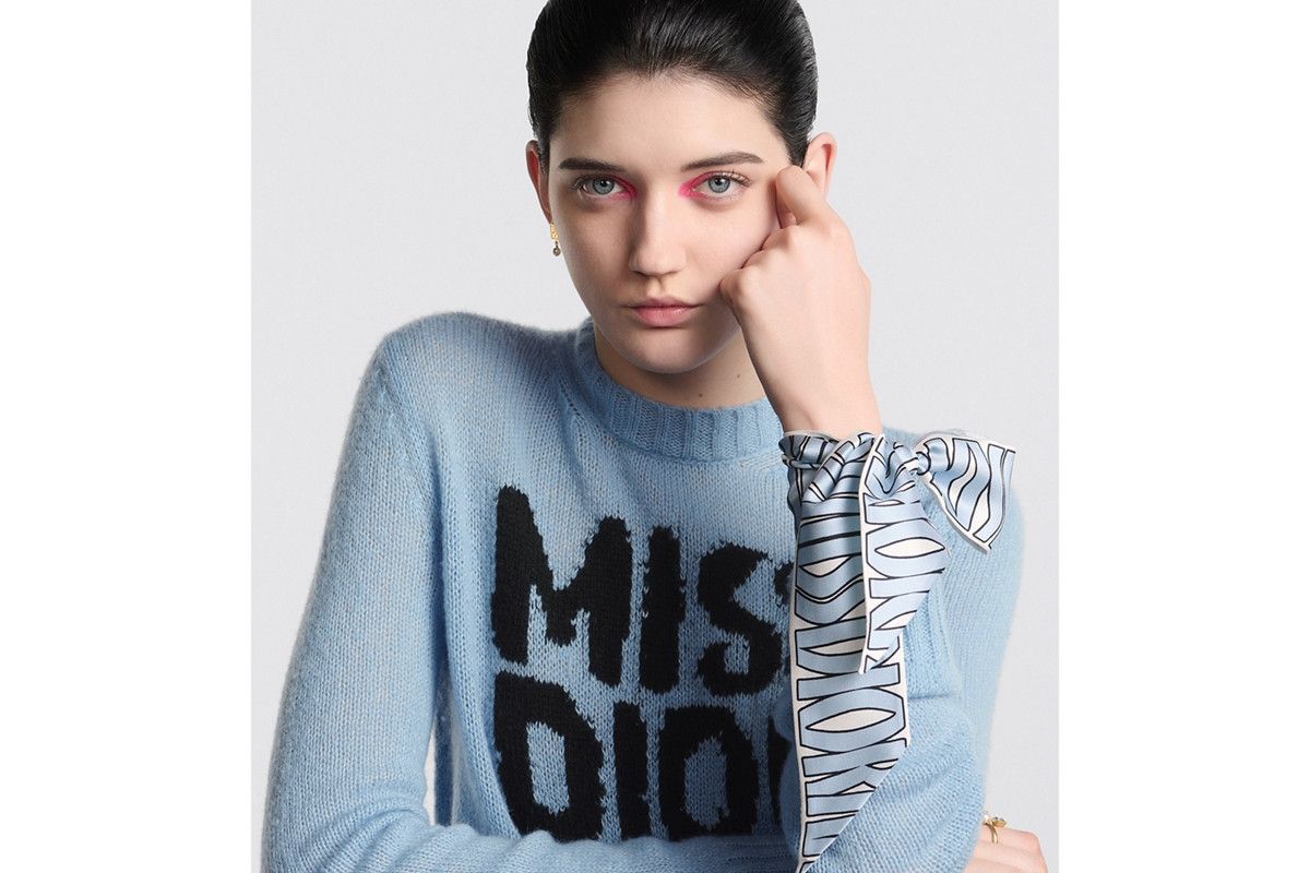 Dior o1bcso1str0226 Size:OS/Allover Scarf in White/Pale Blue Size ONE SIZE - 6 Thumbnail