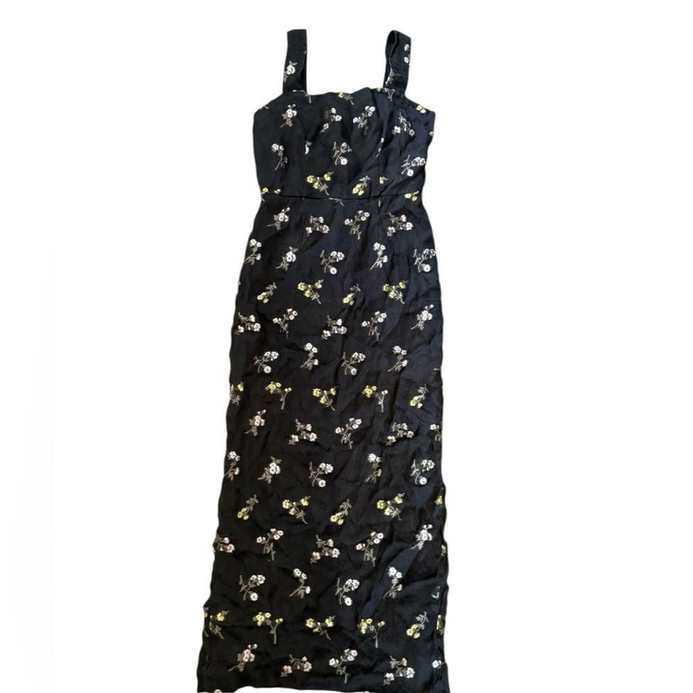 St. John St John K12RWD2 Caviar Multi Silk Floral Black Midi Dress Size XS / US 0-2 / IT 36-38 - 6 Thumbnail