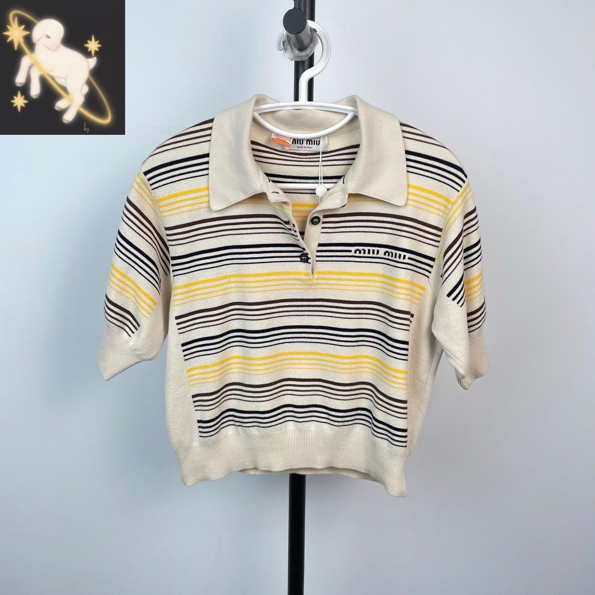 Miu Miu Miu Miu Striped Yellow Sweater 38 Women Size S / US 4 / IT 40 - 1 Thumbnail