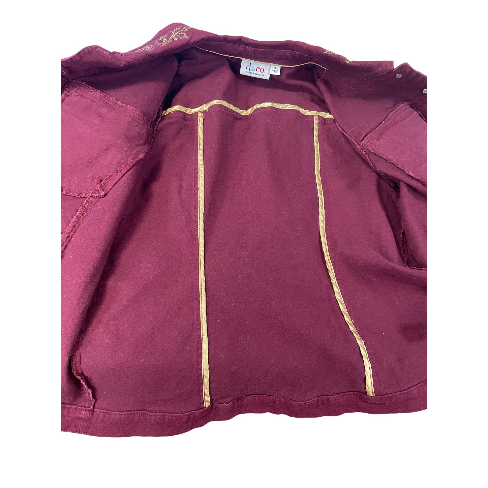 Denim & Co. Denim Co. Womens Red Embroidered Gold Buttons Denim Jacket S Size S / US 4 / IT 40 - 14 Thumbnail