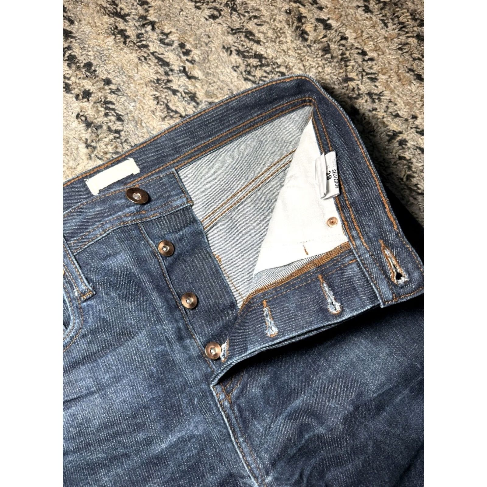 The Unbranded Brand VINTAGE Unbranded Brand Jeans Mens 31x29 UB201 Tapered Selvedge Denim Worn In Faded Mens Jeans Slim 31 Blue Size US 31 - 6 Thumbnail