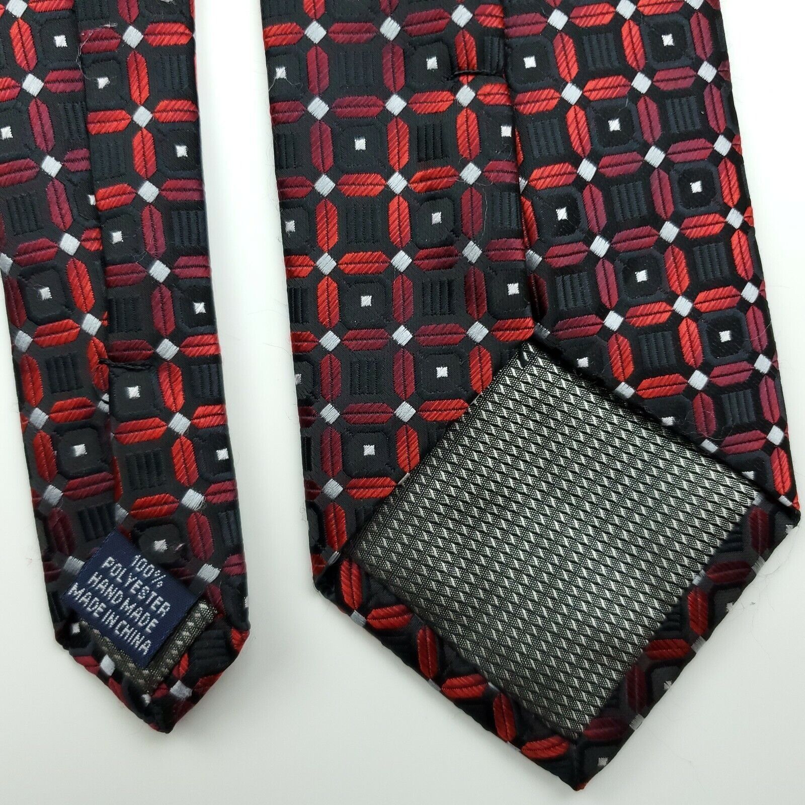 Croft & Barrow Croft & Barrow Red Black Geometric Polyester Wide Tie Size ONE SIZE - 5 Thumbnail