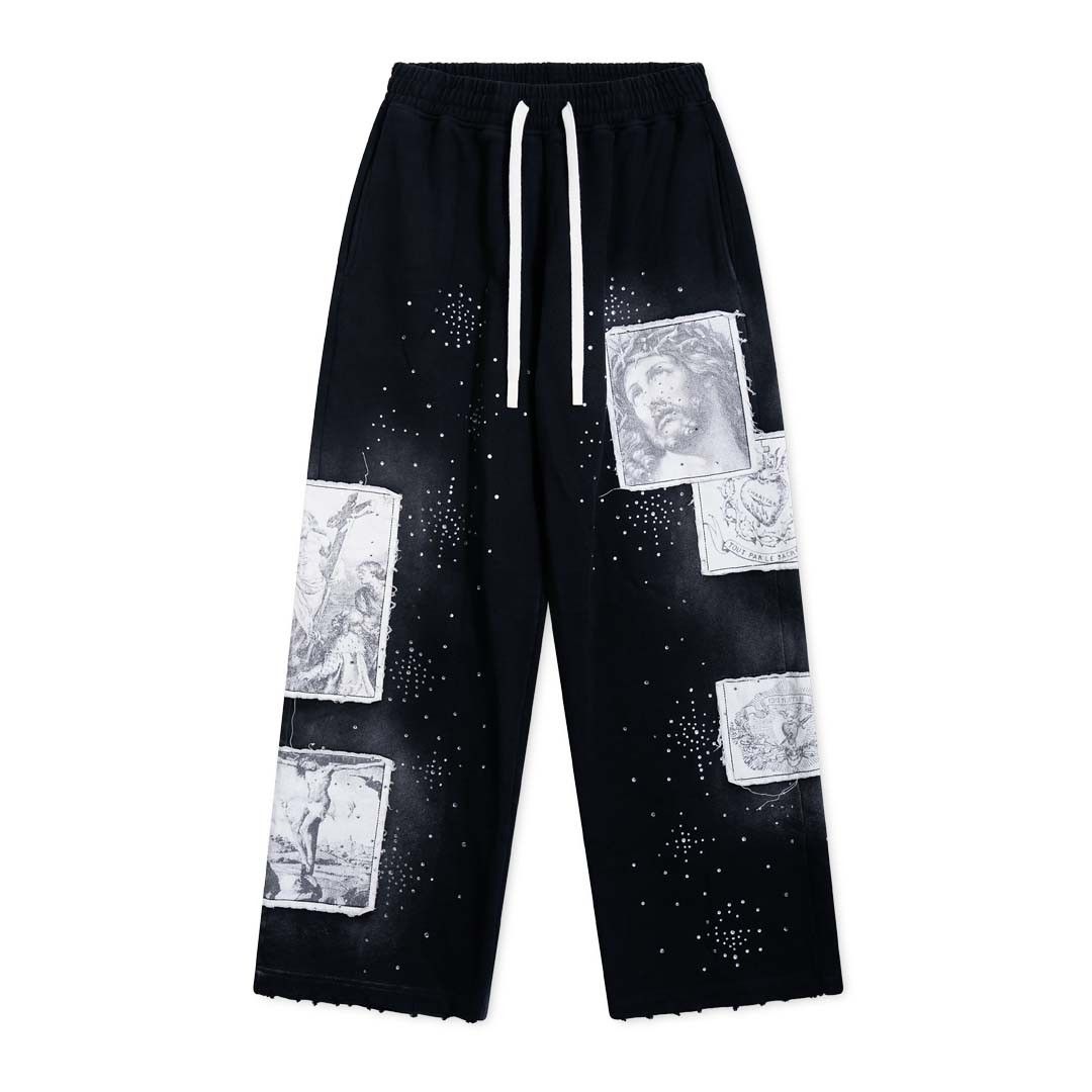 Other Righteous Divine Canvas Sweatpants Rhinestone Black Size US 34 / EU 50 - 1 Thumbnail