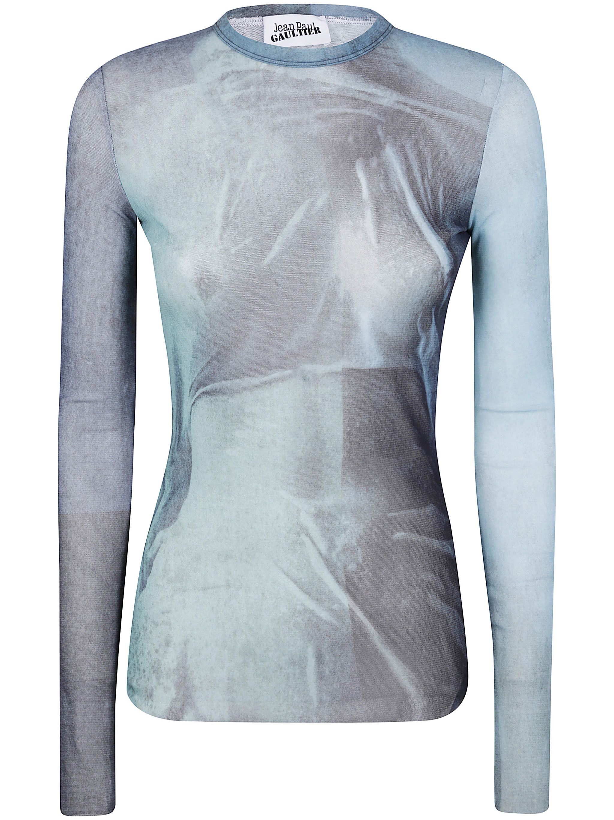 Jean Paul Gaultier MESH LONG SLEEVES TOP PRINTED "WATER" Size S / US 4 / IT 40 - 1 Thumbnail