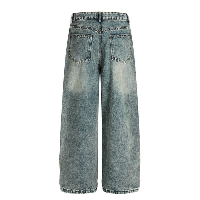 Jean Men's distressed straight star bear embroidery jeans Size US 32 / EU 48 - 2 Thumbnail