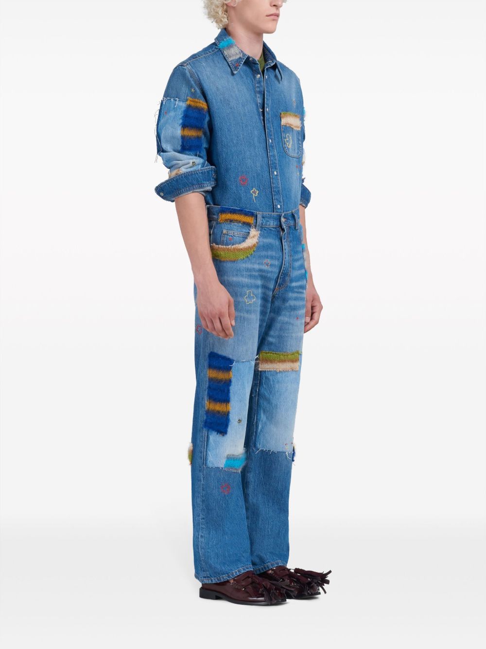 Marni o1w1db10125 Embroidered Denim Shirt in Multicolor Size US S / EU 44-46 / 1 - 2 Thumbnail