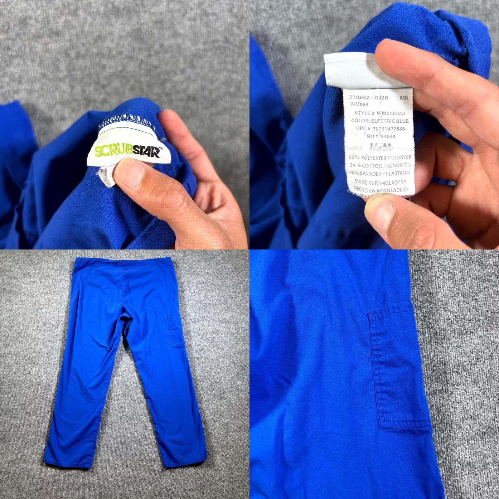 Vintage Scrub Star Scrub Pant Unisex M Blue Polyester Medical Straight Nursing Stretch Shirt Size US 31 - 8 Thumbnail