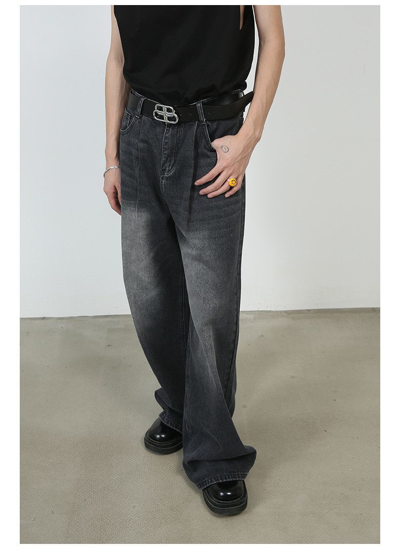 Vintage Japanese retro men's straight washed loose wide-leg jeans Size US 32 / EU 48 - 4 Thumbnail