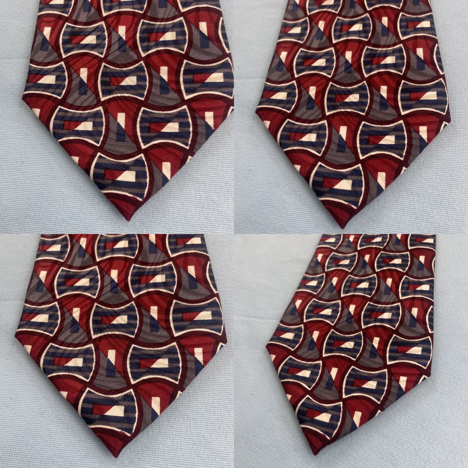 Albert Nipon VINTAGE Albert Nipon Men Silk Tie Geometric Abstract Red Gray Blue 56" 4x56 MCM 90s Tie Mens Size ONE SIZE - 8 Thumbnail