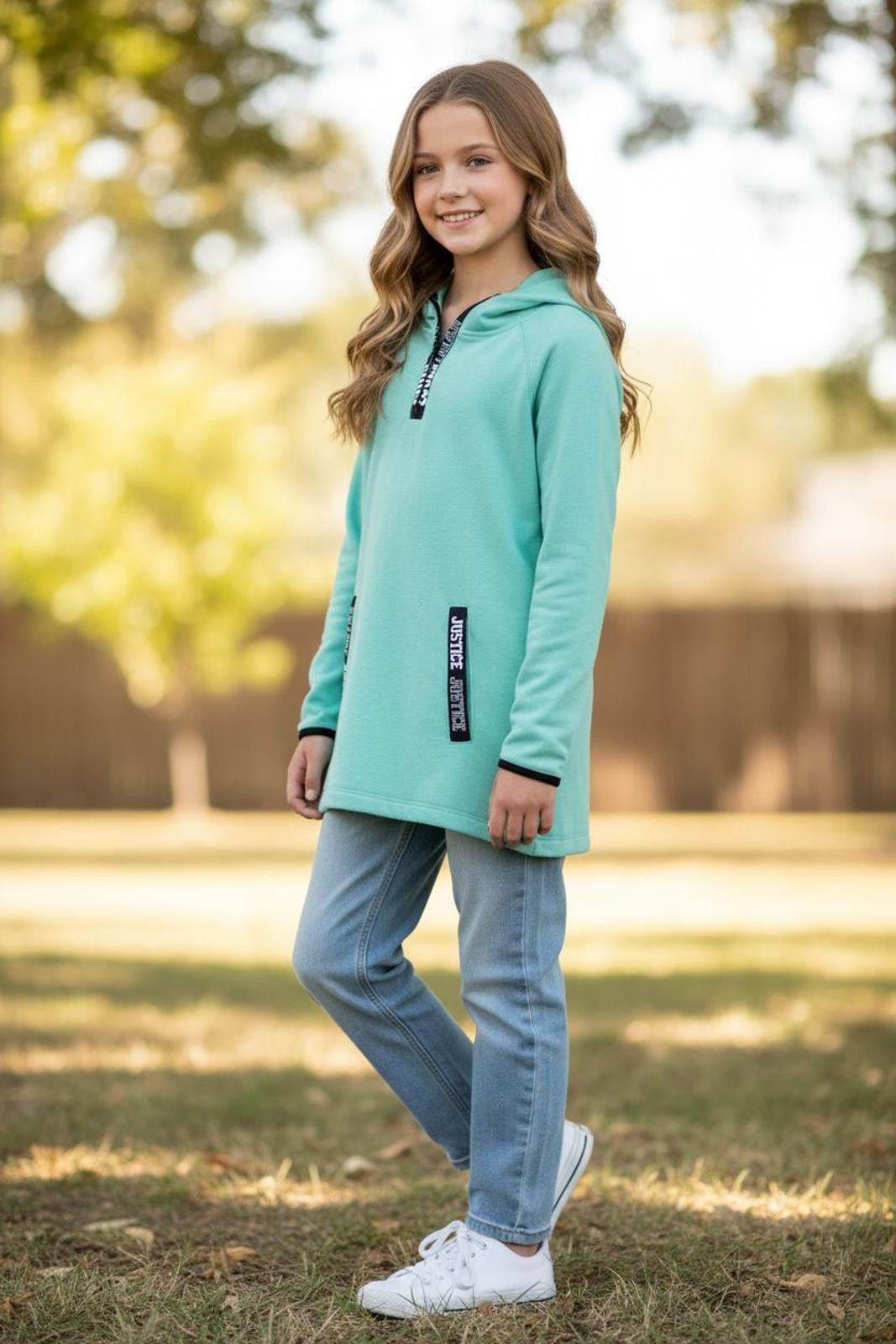 Other Justice Girls' Light Green Hoodie Sweatshirt Size US XXS / EU 40 - 1 Thumbnail