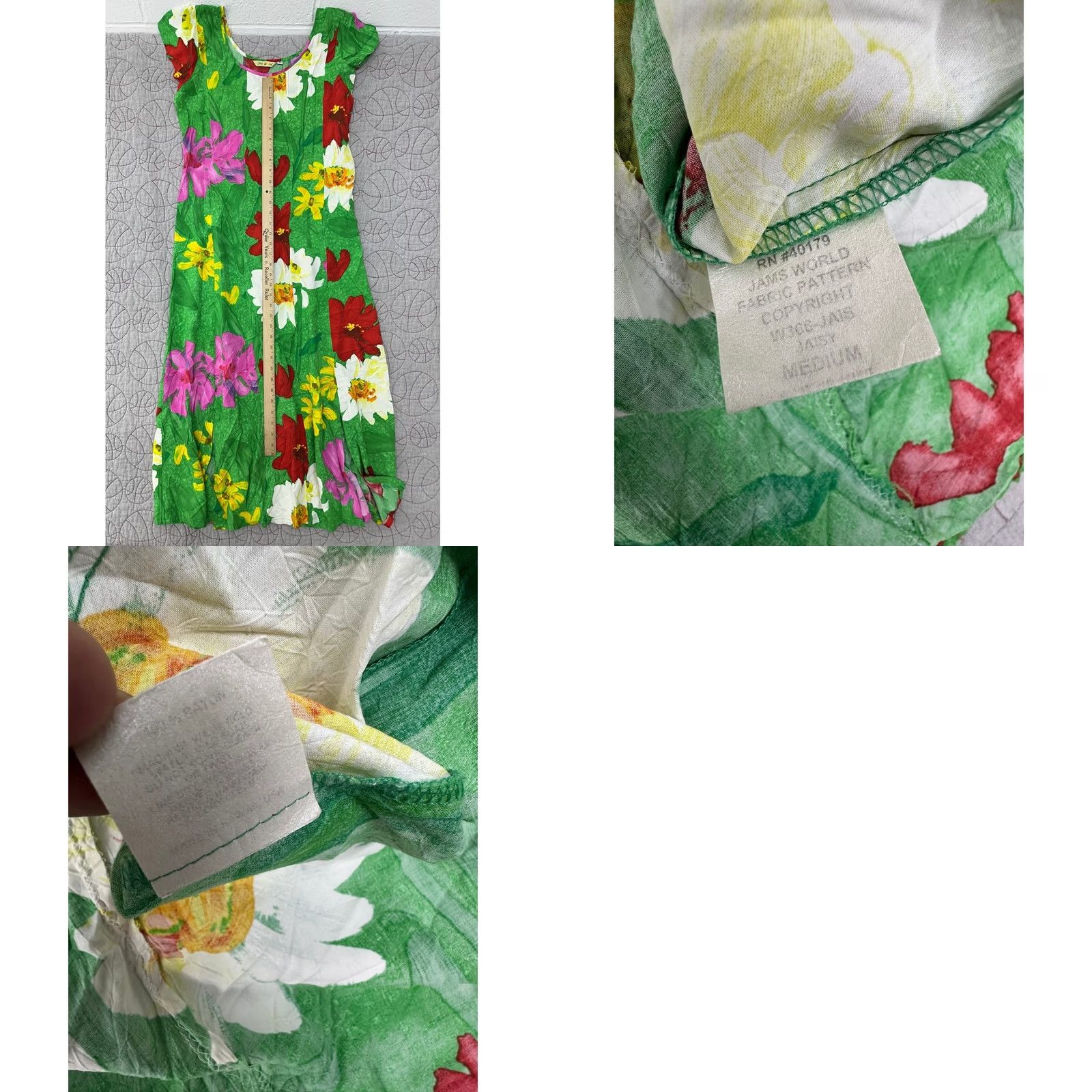 Jams World Jams World Dress Women's Medium Green Red Floral Hawaiian Tropical Size M / US 6-8 / IT 42-44 - 8 Thumbnail