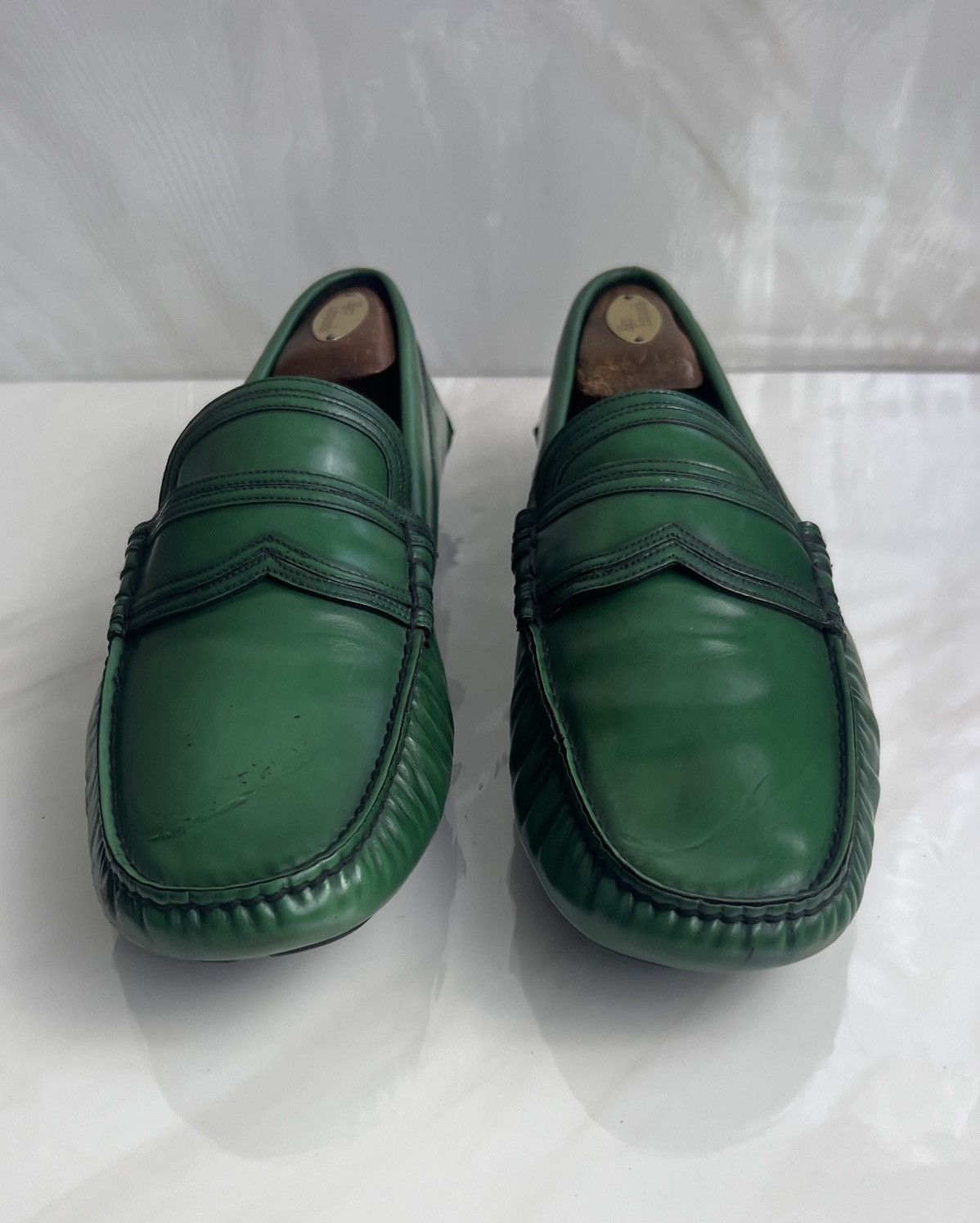 Prada Prada Green Leather Moccasin slip on Penny loafers Size US 10.5 / EU 43-44 - 2 Thumbnail