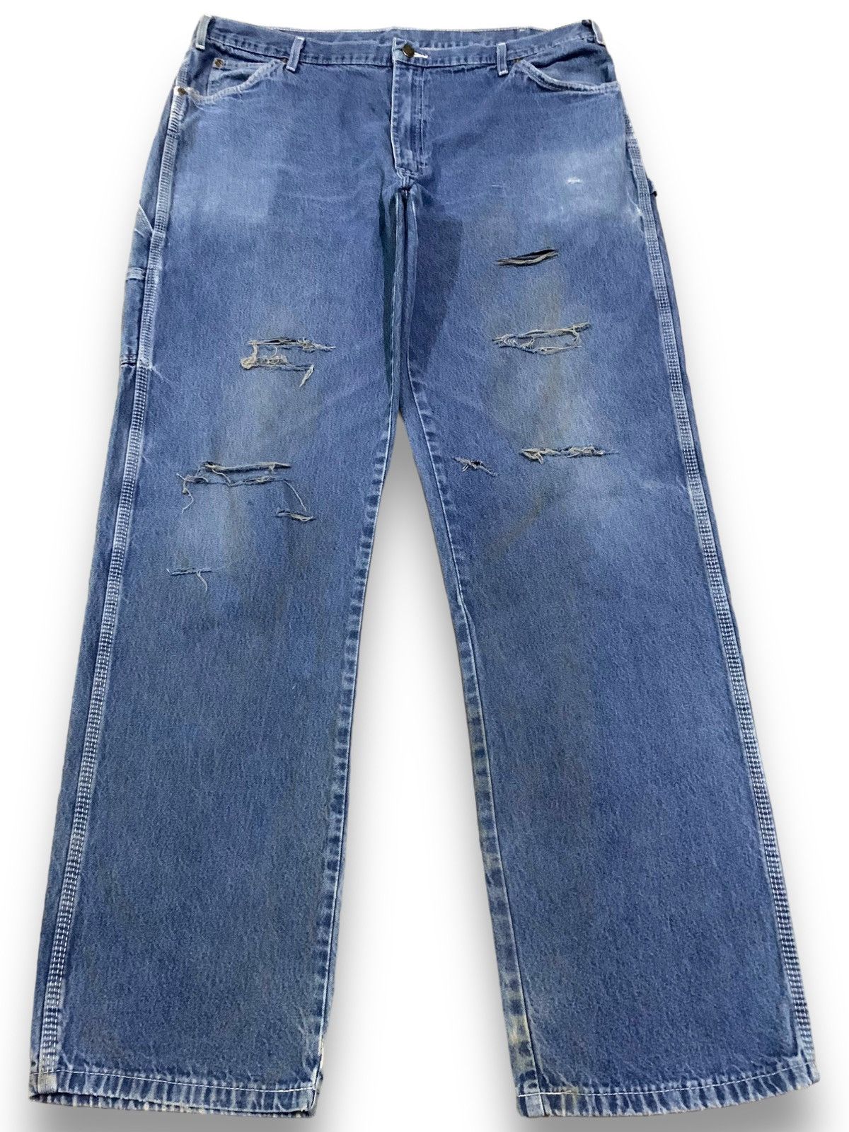 image of Archival Clothing x Avant Garde Vintage Y2K Dickies Loose Dirt Distressed Carpenter Jeans in Blue (