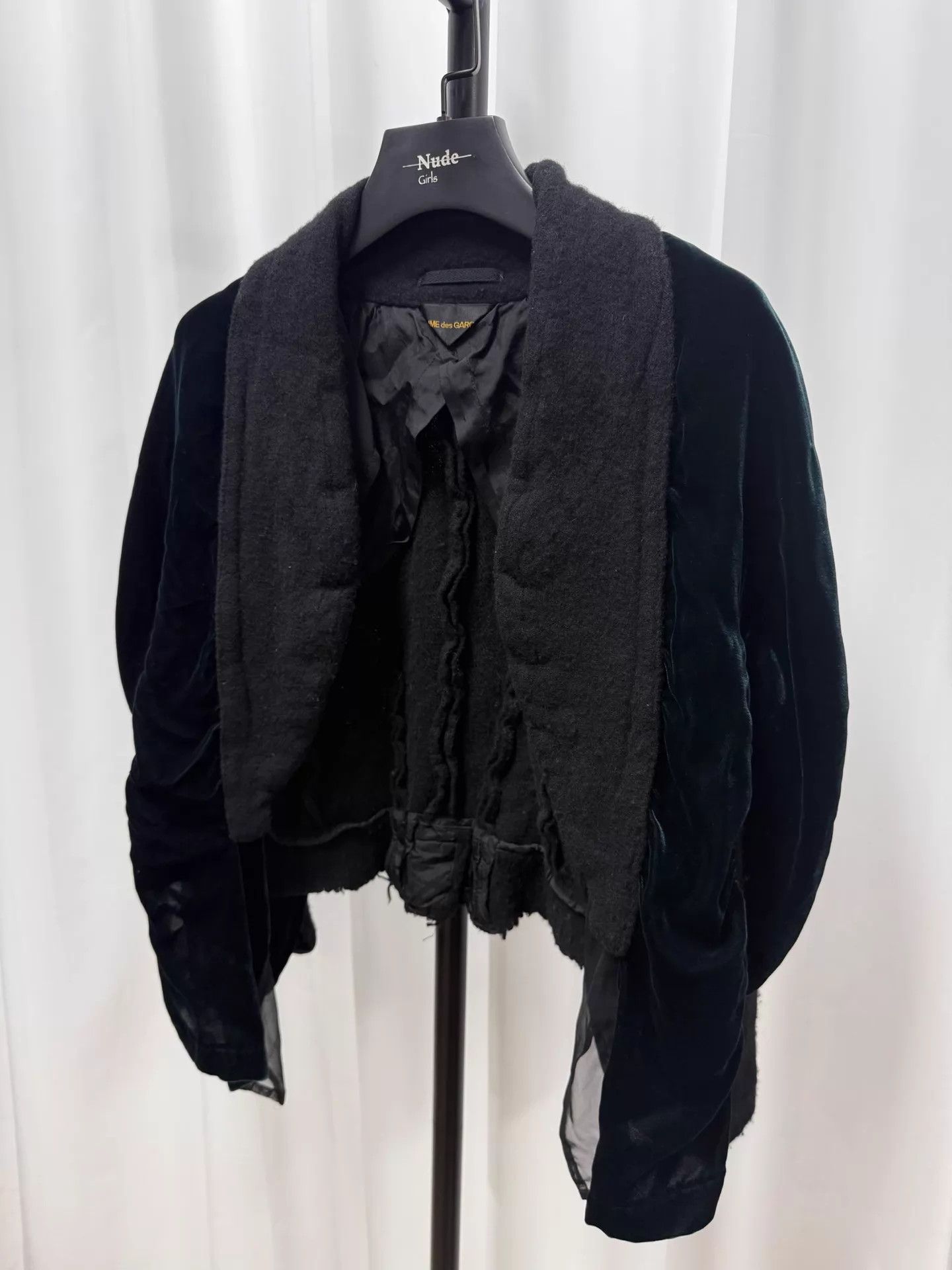 Comme des Garcons Comme des Garçons Dark Green Velvet Cloak Jacket Size ONE SIZE - 3 Thumbnail