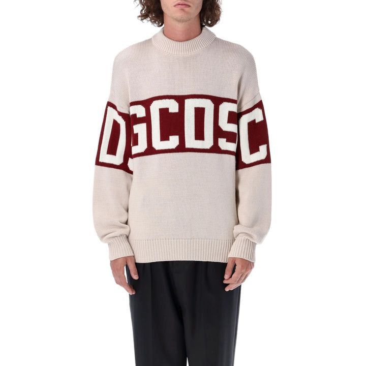 GCDS Wool Logo Band Sweater Beige Red Large - NWT Size US L / EU 52-54 / 3 - 2 Thumbnail