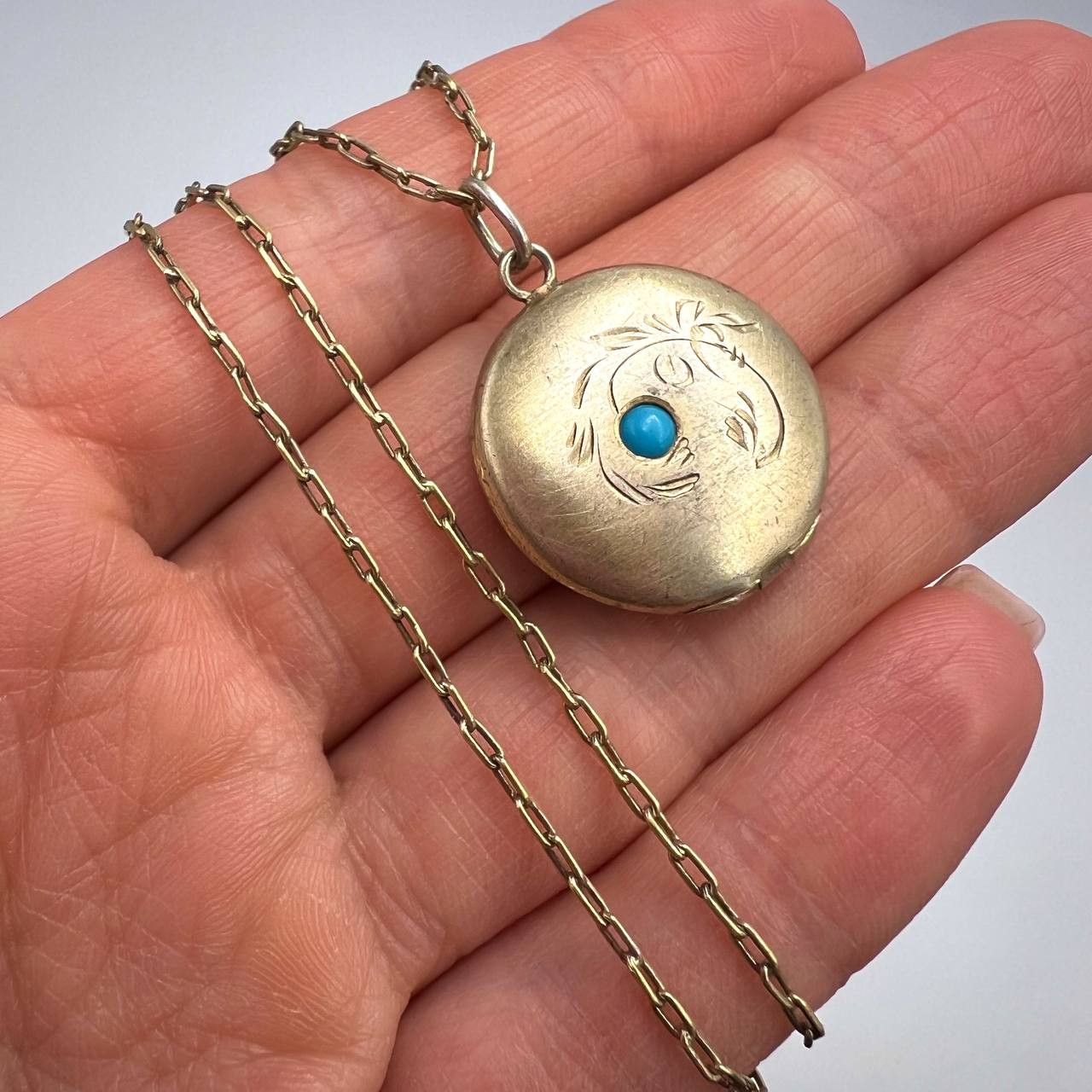 Vintage Vintage USSR 875 Silver Gilded Locket Necklace 7.9g Size ONE SIZE - 1 Thumbnail