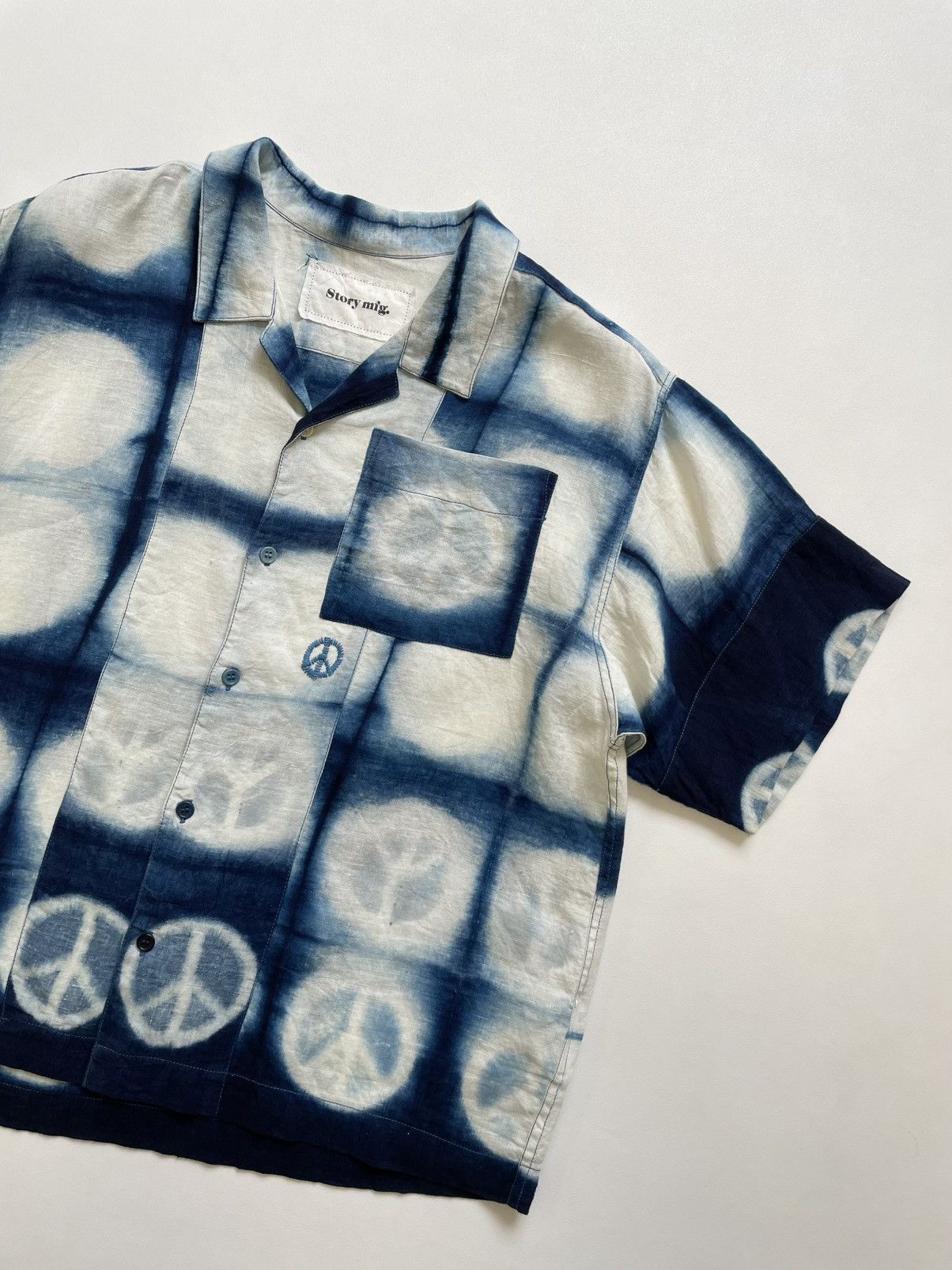 Story Mfg. Blue/White ‘Peace Tie Dye’ Print Shirt Size US M / EU 48-50 / 2 - 6 Thumbnail