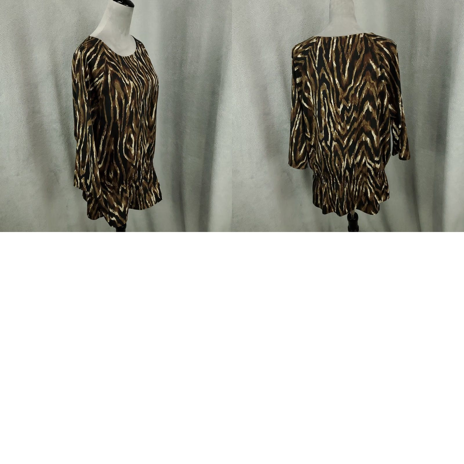 Vintage Chicos Womens Large Brown Black Abstract Artsy Geometric Elastic Waist Top Size L / US 10 / IT 46 - 8 Thumbnail