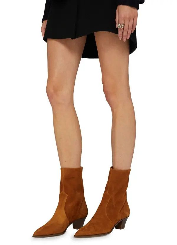 Aquazzura o1y0625 Suede Leather Ankle Boots in Brown Size US 6 / IT 36 - 6 Thumbnail