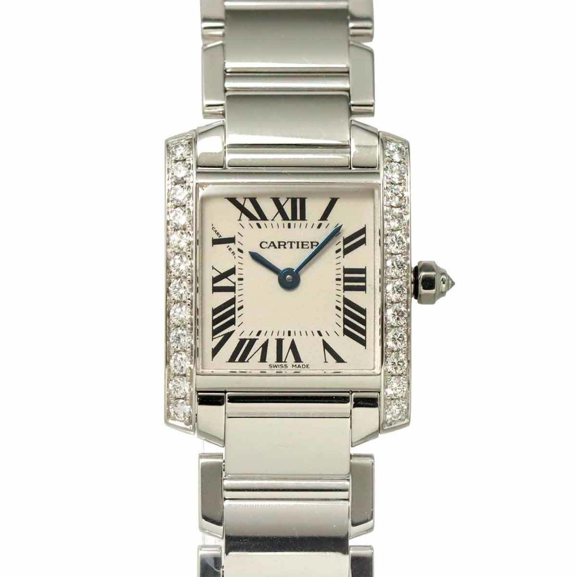 Cartier Cartier Tank Francaise SM WE1002S3 Ladies' Watch, Diamond Bezel, Ivory, 18K White Gold, Quartz. Size ONE SIZE - 1 Thumbnail