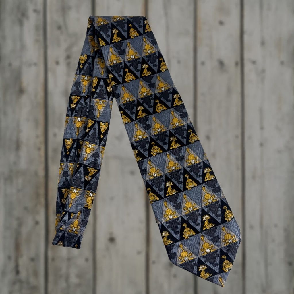Vintage VINTAGE Garfield Neck Tie 58" Keith Daniels Neckwear AOP 100% Silk 90s Tie Men Blue Garfield 1990s Silk Designer Fashion Mens Size ONE SIZE - 1 Thumbnail