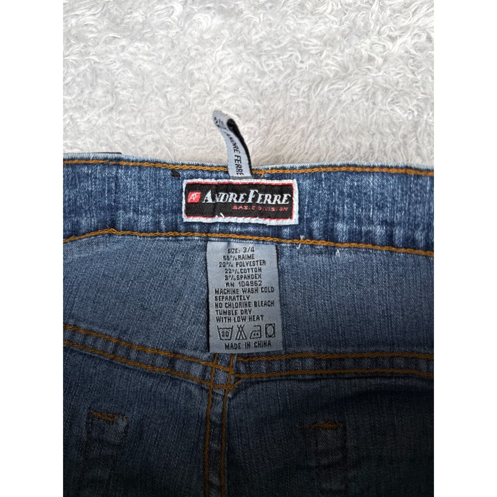 Vintage VINTAGE Andre Ferre Jeans Juniors 3 Blue Denim Flared Bootcut Low Rise Ramie Blend 26x30 Womens Jeans Size 26" / US 2 / IT 38 - 6 Thumbnail