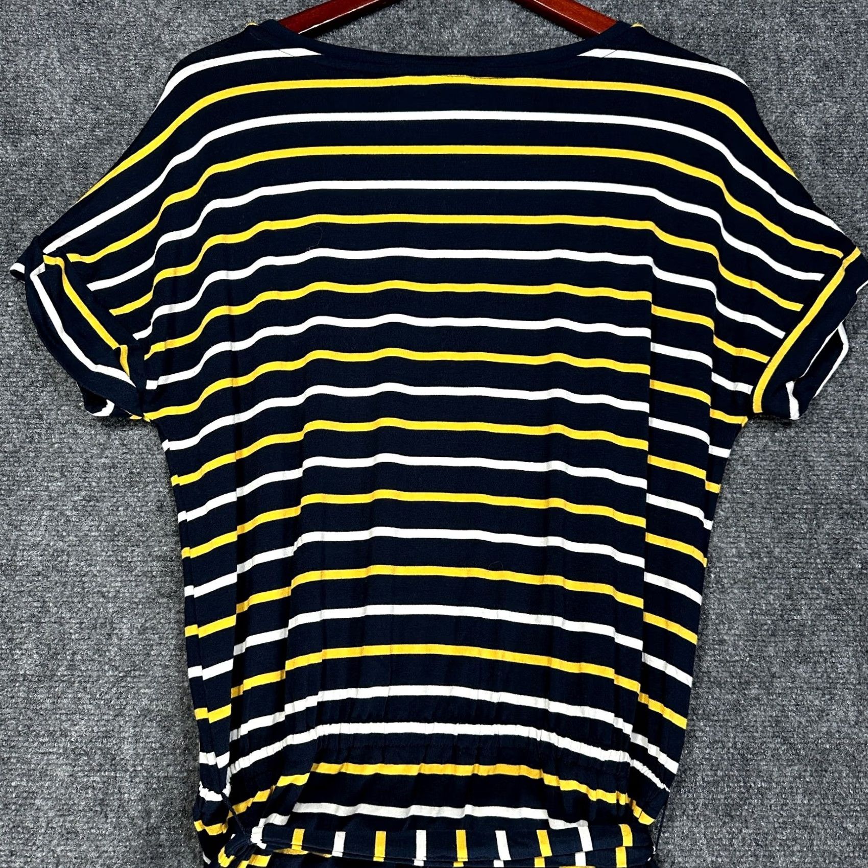 Banana Republic Banana Republic Womens Medium Blue Yellow Stripe T Shirt Dress Stretch Tie Belt Size M / US 6-8 / IT 42-44 - 7 Thumbnail