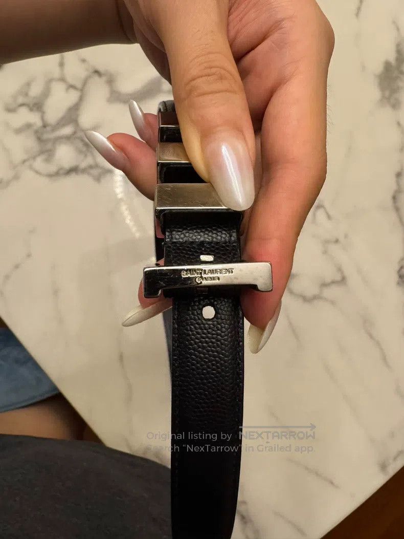 Saint Laurent Paris Saint Laurent Paris Three-ring Buckle Belt, Lizard Pattern Size ONE SIZE - 3 Thumbnail