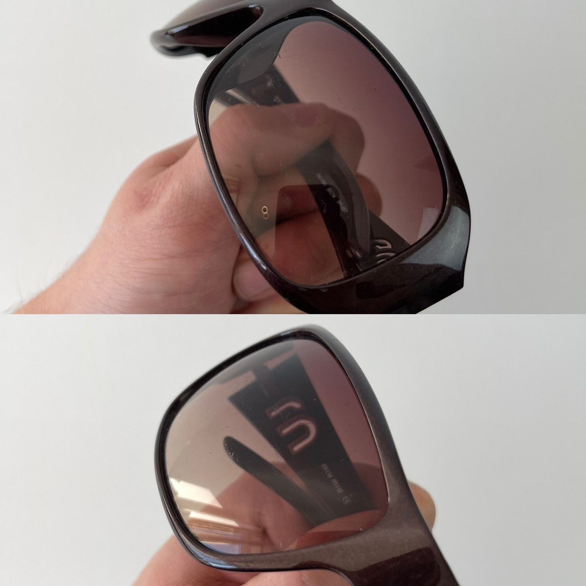 Miu Miu MIU MIU Womenʼs Designer Logo Sunglasses Wrap Brown SMUO8H Size ONE SIZE - 11 Thumbnail