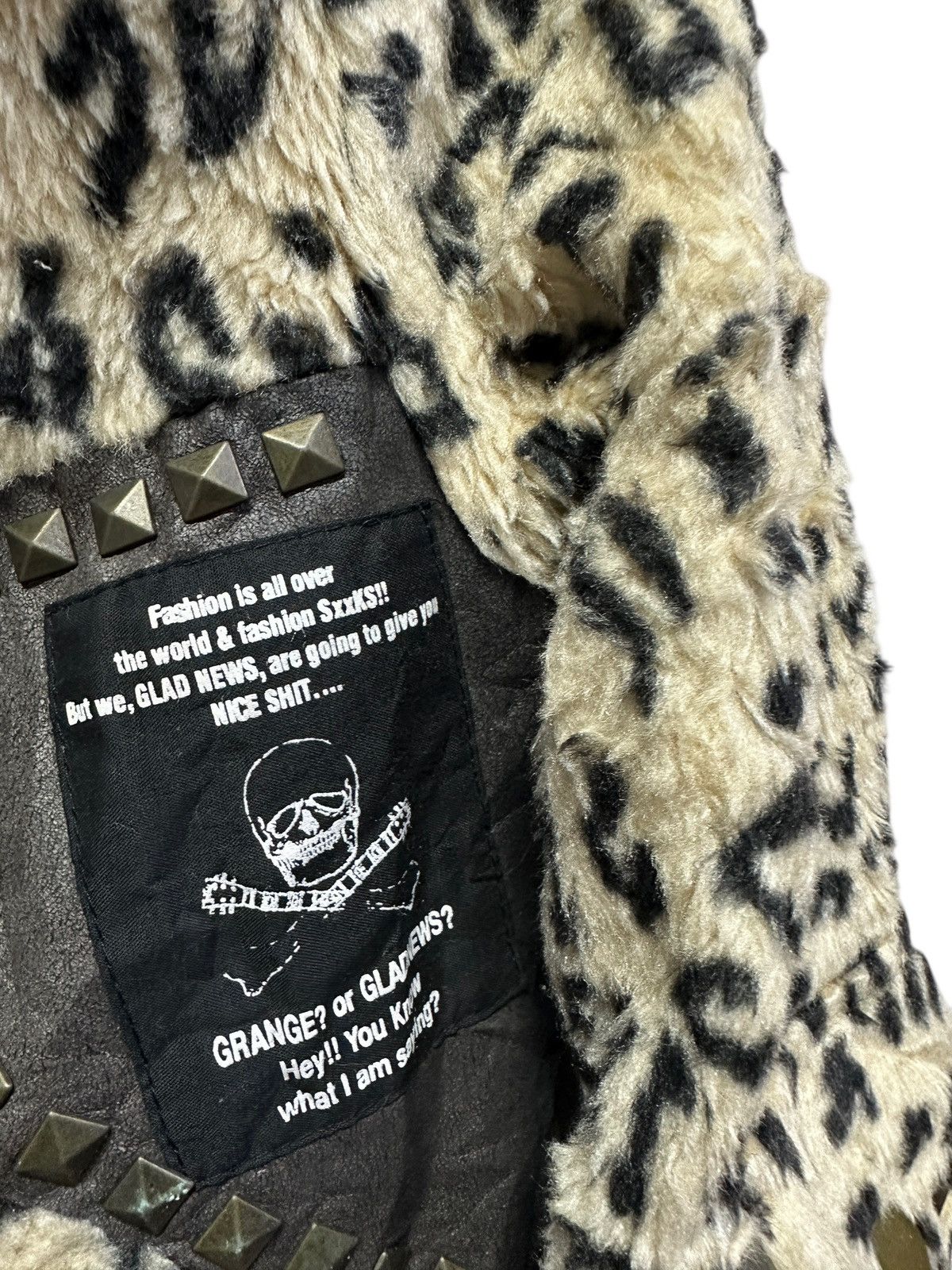 Japanese Brand 🔥Glad News Punk Faux Fur Leopard Skull Jacket Size US S / EU 44-46 / 1 - 7 Thumbnail