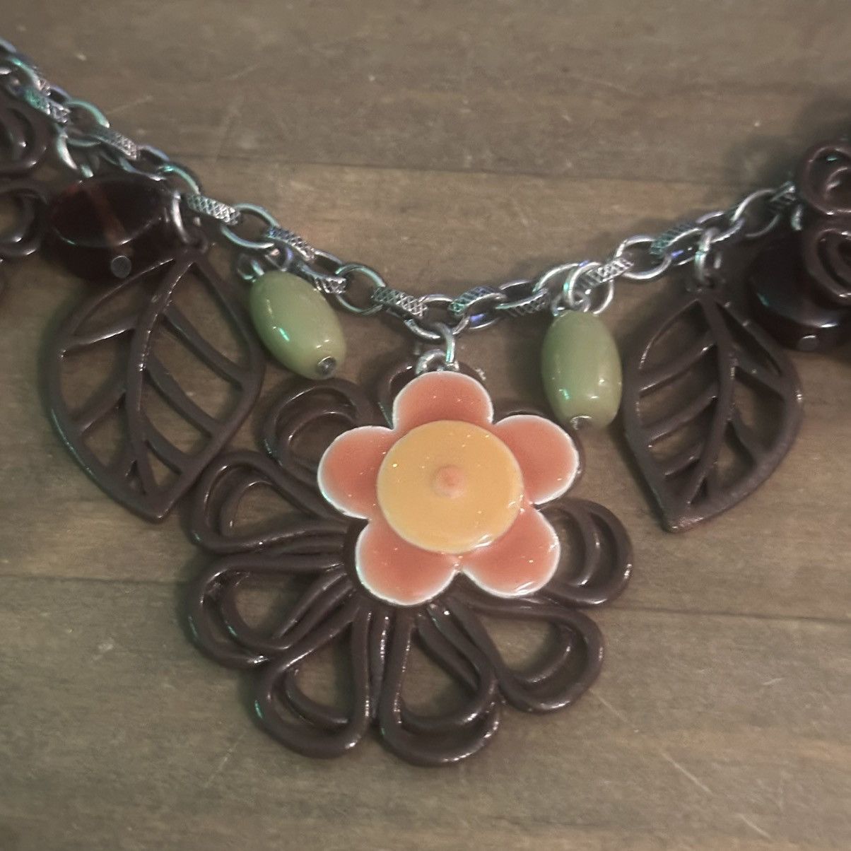 Other Flowers and leaves charm statement necklace Size ONE SIZE - 3 Thumbnail