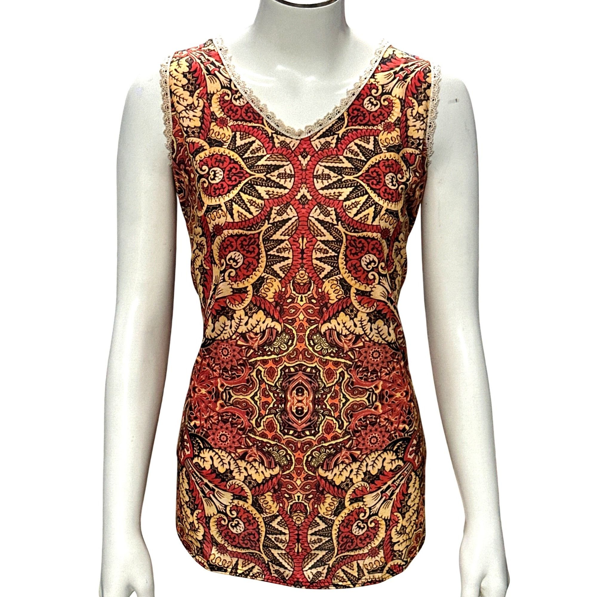 Other CCC Bohemian Paisley Print Sleeveless Blouse With Lace Trim Size M / US 6-8 / IT 42-44 - 1 Thumbnail