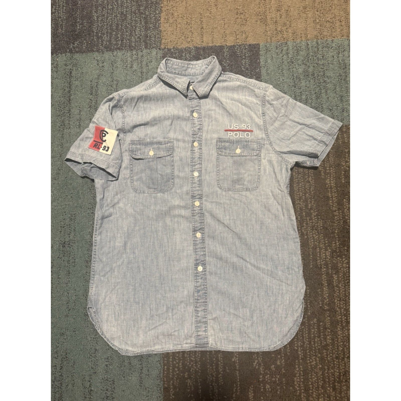 Polo Ralph Lauren VINTAGE Polo Ralph Lauren Chambray CP-RL 93 Button Up Shirt Denim Blue Size Small Mens Shirt Regular Short Sleeve Size US S / EU 44-46 / 1 - 2 Thumbnail