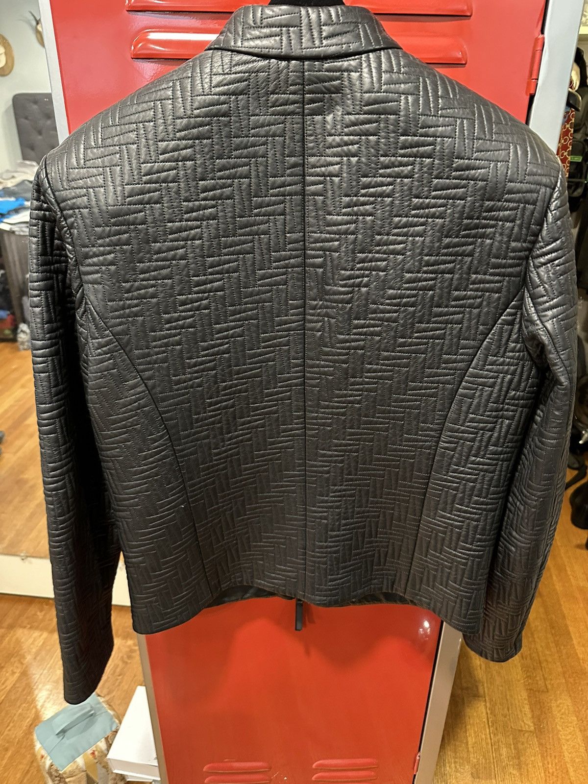 Emporio Armani Black lamb leather geometric jacket Size US M / EU 48-50 / 2 - 2 Thumbnail