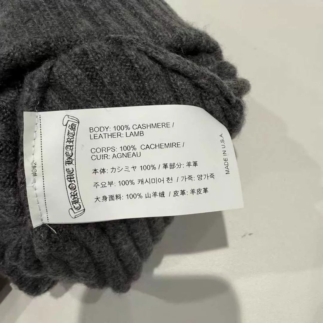 Chrome Hearts Chrome Hearts Grey Knit Cross-Pattern Leather Beanie Size ONE SIZE - 5 Thumbnail