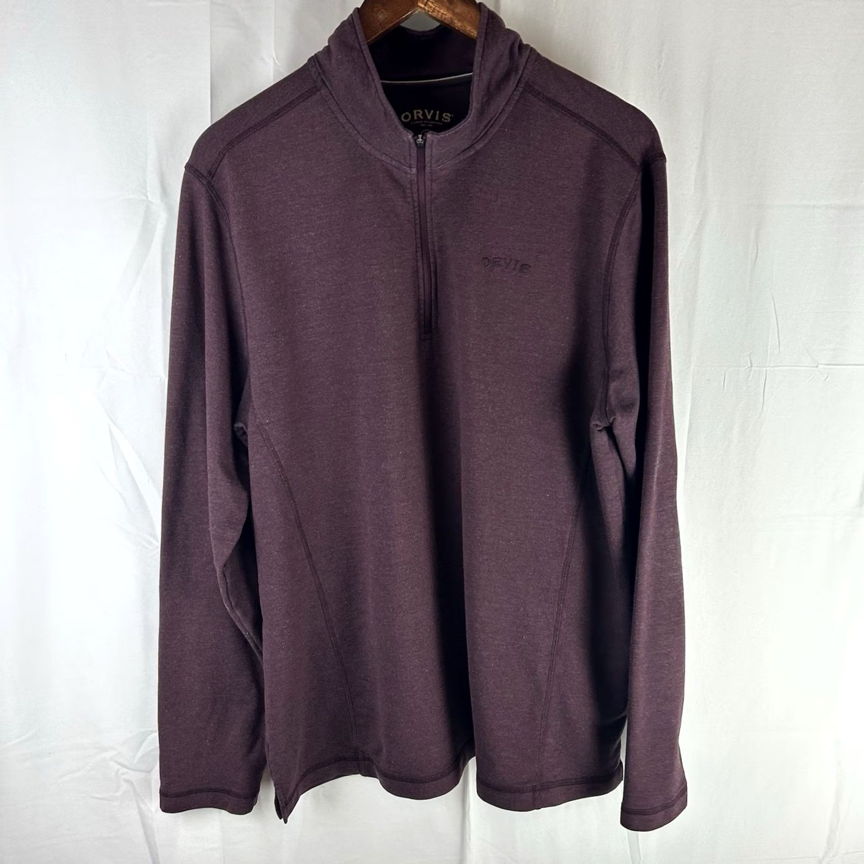 Orvis Orvis Long Sleeve 1/4 Quarter Zip Pullover Shirt Embroidered Logo Maroon XL Size US XL / EU 56 / 4 - 2 Thumbnail