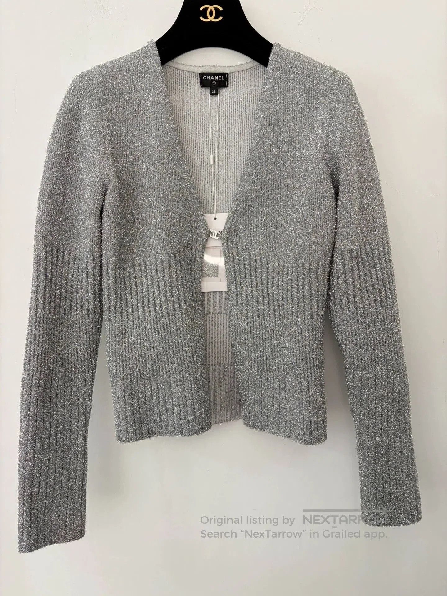 Chanel Chanel 22A Silver Knit Cardigan Coat. Size US S / EU 44-46 / 1 - 1 Thumbnail