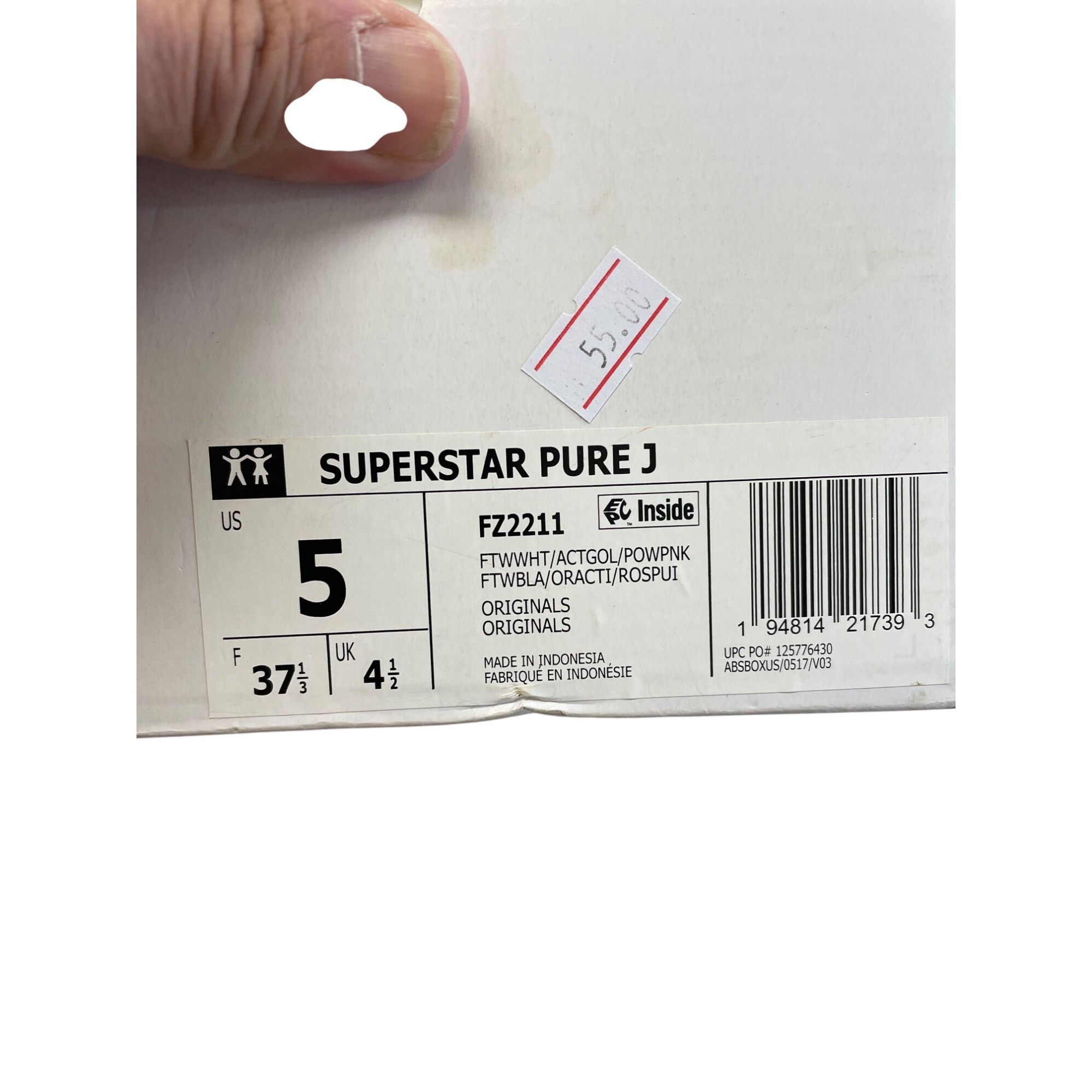 Adidas Adidas Superstar Pure J womans white leather sneakers size 5 Size US 5 / IT 35 - 3 Thumbnail