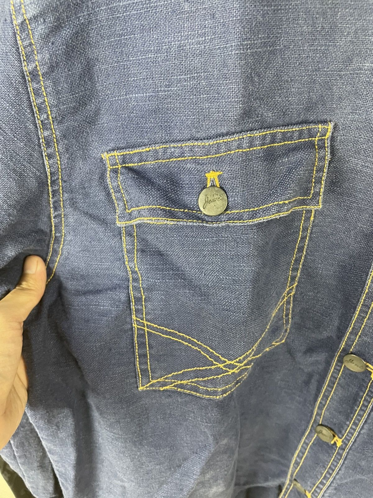 Japanese Brand Jami Island Double Pocket Denim Shirts Size US XL / EU 56 / 4 - 5 Thumbnail