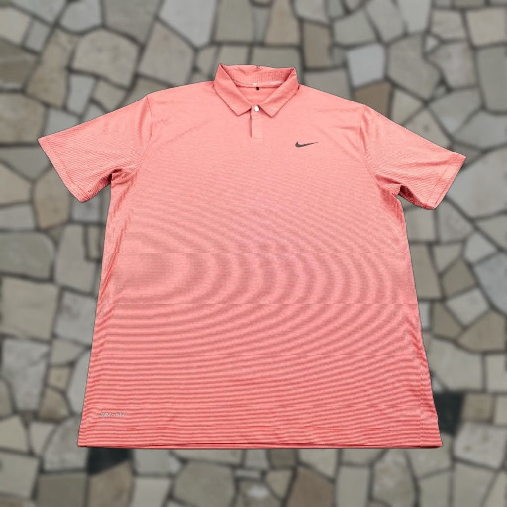 Nike Nike Tiger Woods Collection Polo Shirt Mens Large Red White Stripe Dri-FIT Golf Size US L / EU 52-54 / 3 - 1 Thumbnail