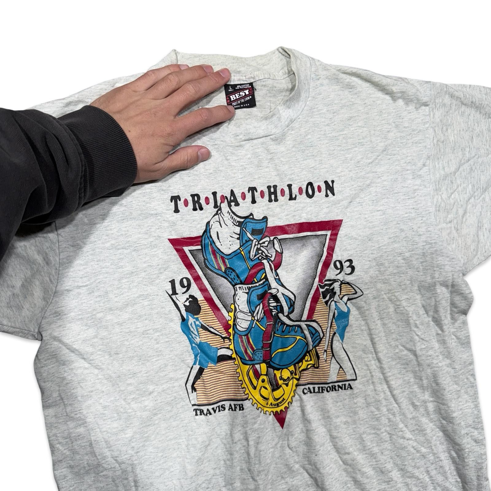 Designer Vintage 1993 Triathlon Running Travis AFB T-Shirt Size US L / EU 52-54 / 3 - 2 Thumbnail