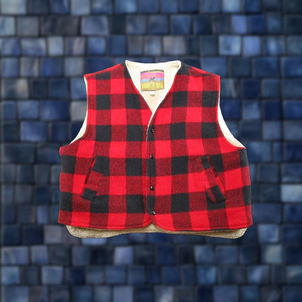 Vintage VINTAGE Sante Fe Vest Wool Flannel Buffalo Plaid 80s 2X Men’s Size Big & Tall Red Lined Wool Insulation Casual Winter Fall Spring Men’s Size US XXL / EU 58 / 5 - 1 Thumbnail