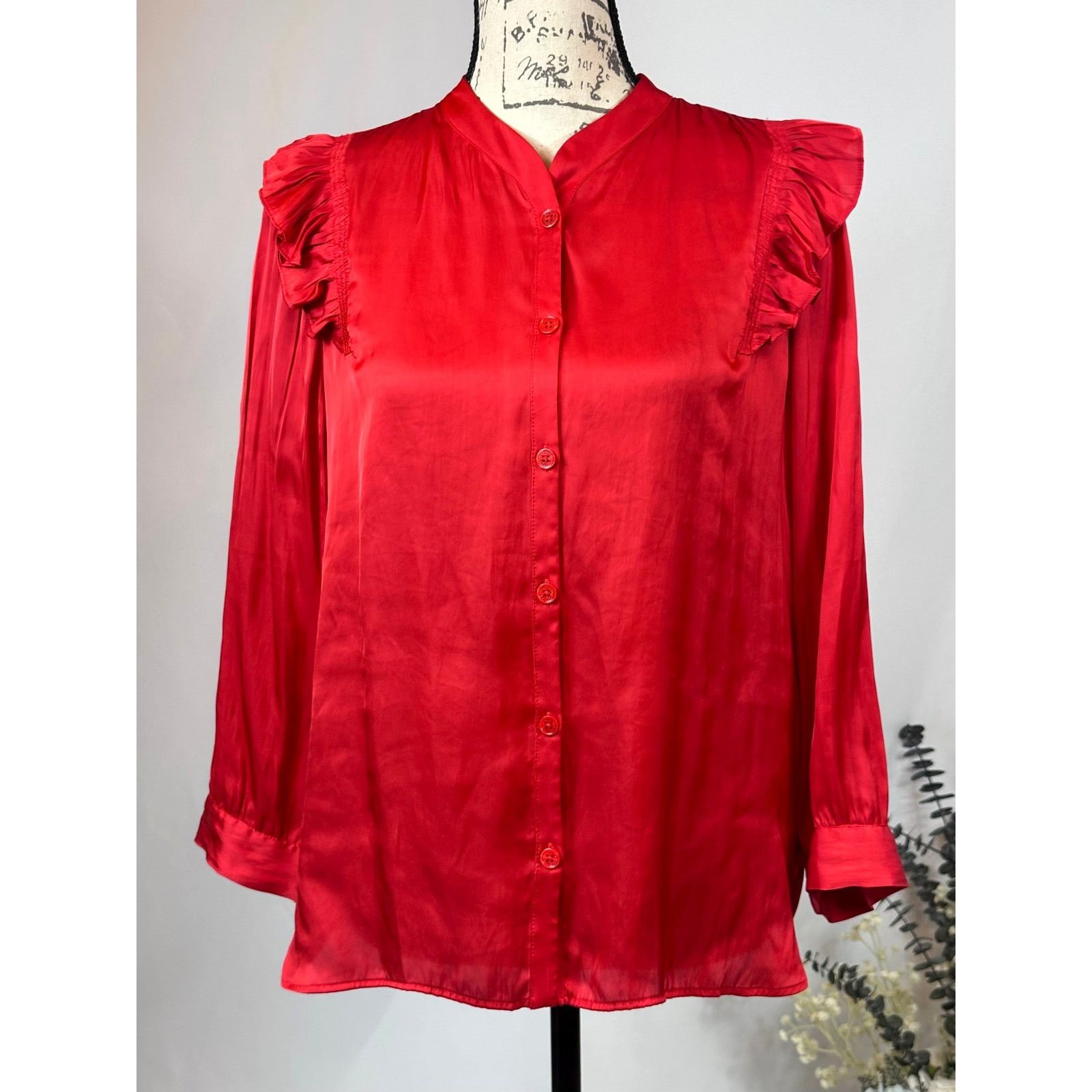 Zadig & Voltaire Zadig & Voltaire Tygg Satin Button Front Blouse Red M Size M / US 6-8 / IT 42-44 - 8 Thumbnail