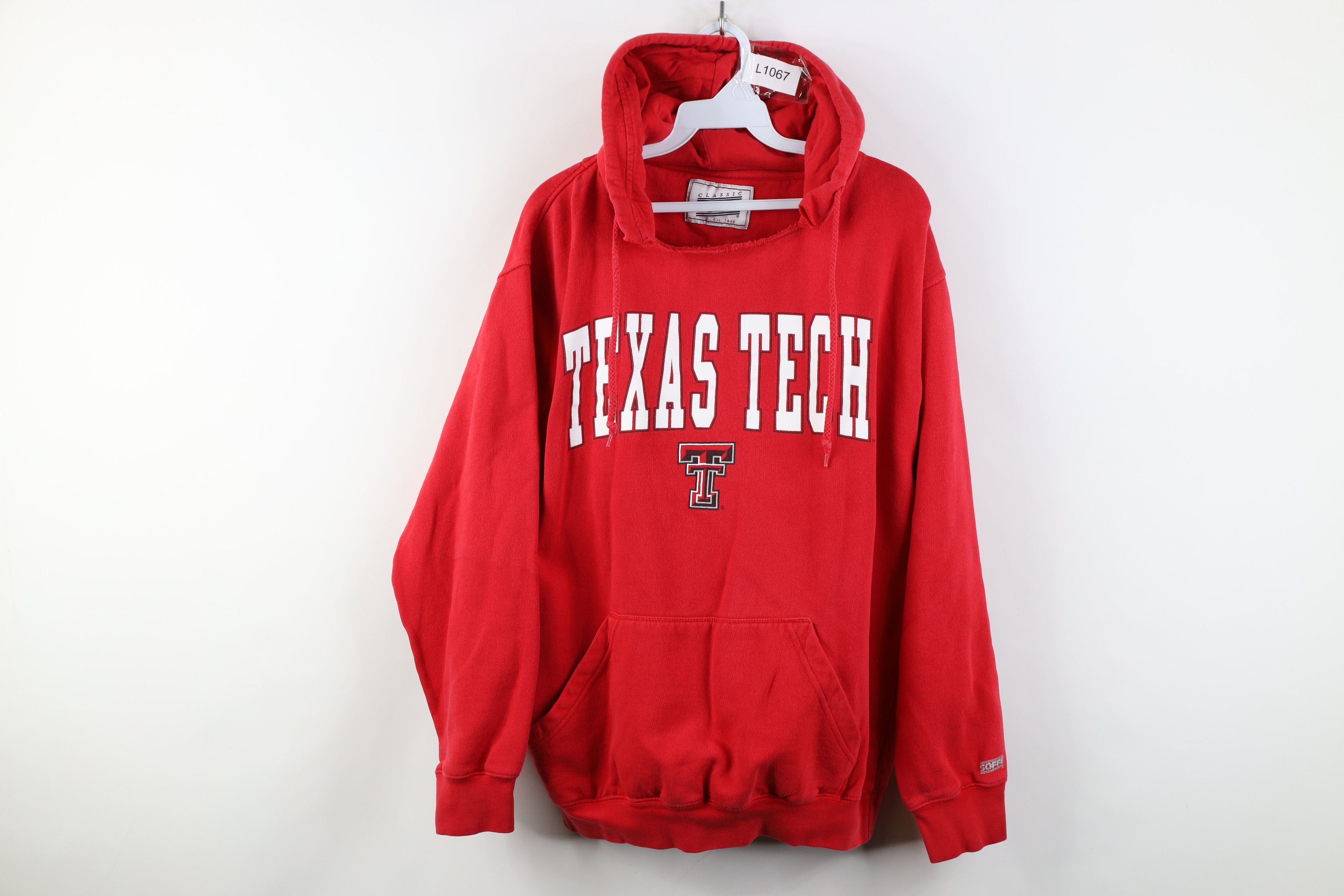 Vintage Vintage 90s Texas Tech University Hoodie Sweatshirt Red Size US L / EU 52-54 / 3 - 1 Thumbnail