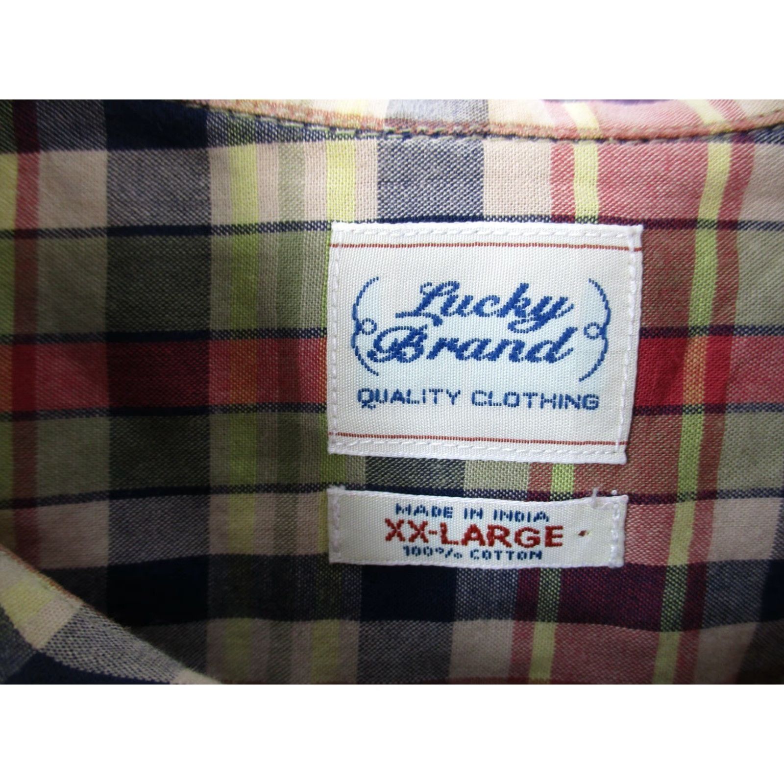 Lucky Brand VINTAGE Lucky Brand Dungarees Shirt Mens XXL Plaid Short Sleeve Button-Up Size US 39 - 3 Thumbnail