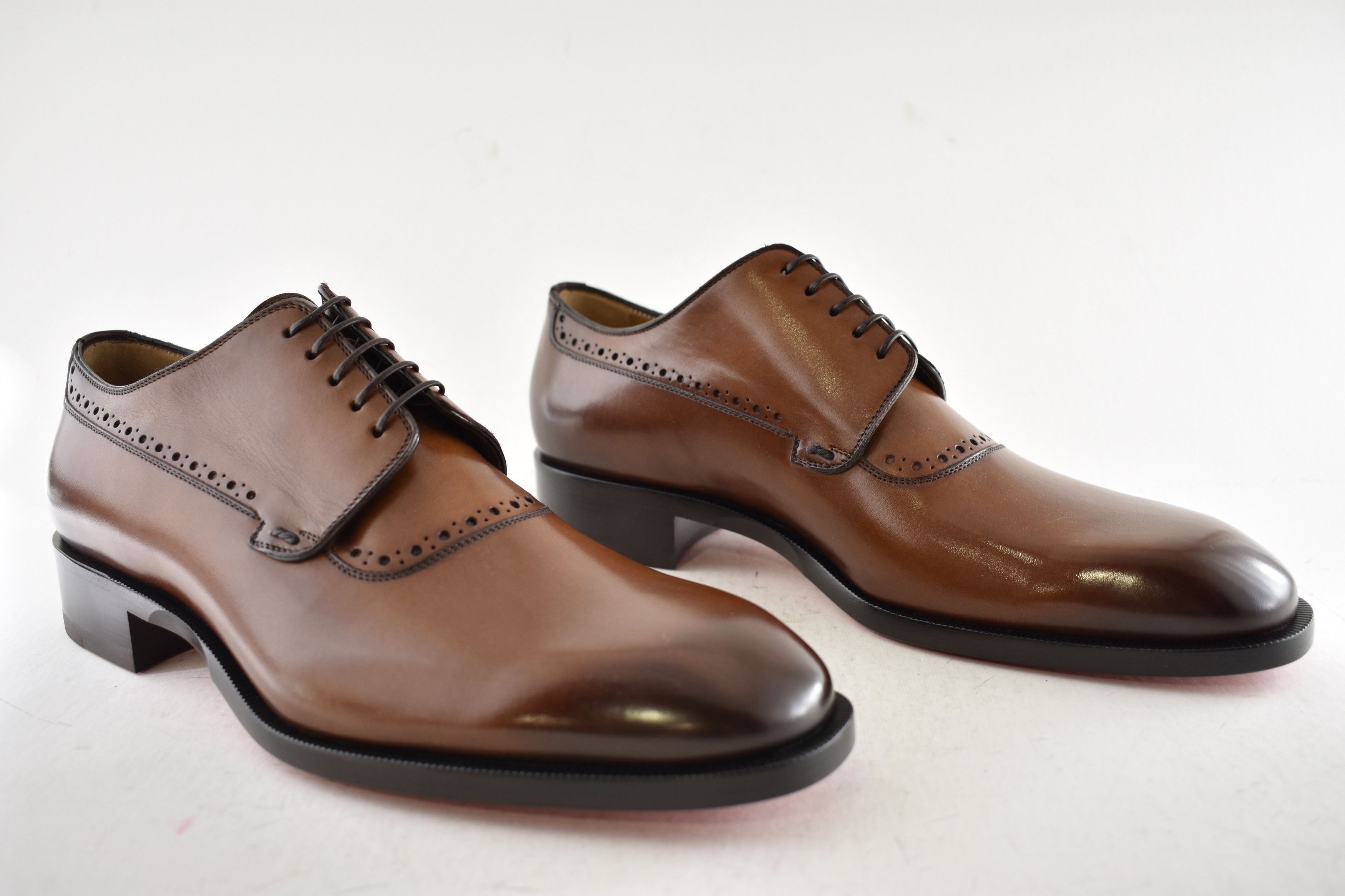 Christian Louboutin Sartoby Flat Brown Leather Dress Oxford Derby Loafer 45 12 Size US 12 / EU 45 - 4 Thumbnail