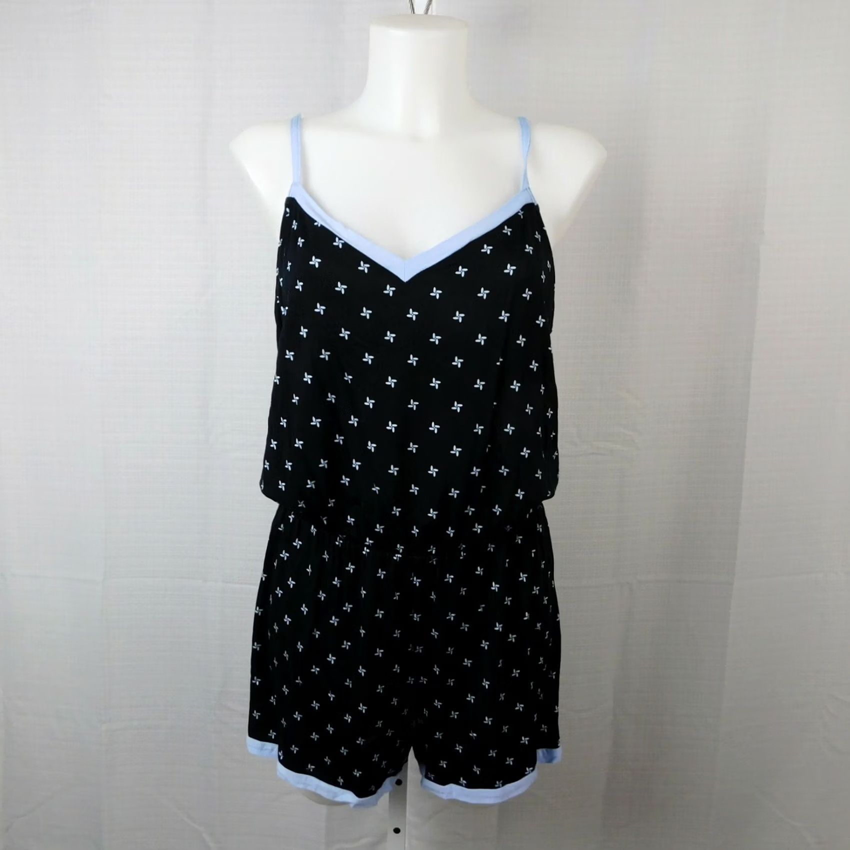Alfani Alfani Romper Black-Blue Floral Loungewear Pajama 3XL Women Size 40" / US 18 - 2 Thumbnail