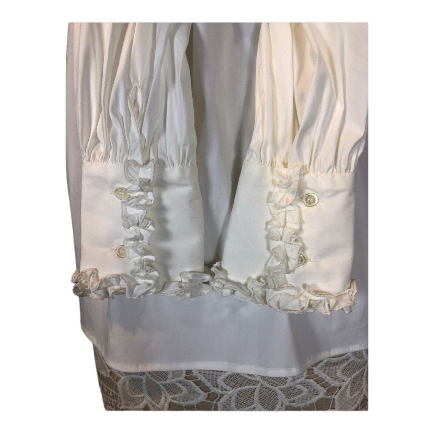 Etro ETRO white tuxedo blouse ruffled neck Victorian style small Size S / US 4 / IT 40 - 6 Thumbnail